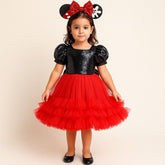 Fantasia Infantil Vermelha Minnie com Paetês