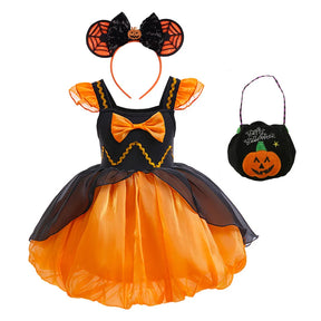 Fantasia Infantil Princesa Abóbora Para Halloween (Vestido + Acessórios)