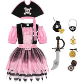 Fantasia Infantil Pirata Rosa Feminina – (Vestido + Acessórios)