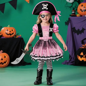 Fantasia Infantil Pirata Rosa Feminina – (Vestido + Acessórios)