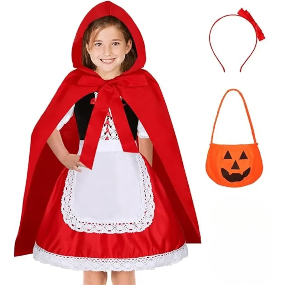 Fantasia Infantil Menina do Capuz Vermelho – (Vestido com Capa + Tiara e Bolsinha)
