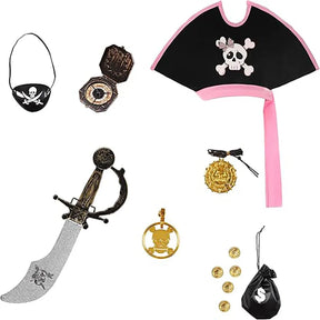 Fantasia Infantil Pirata Rosa Feminina – (Vestido + Acessórios)