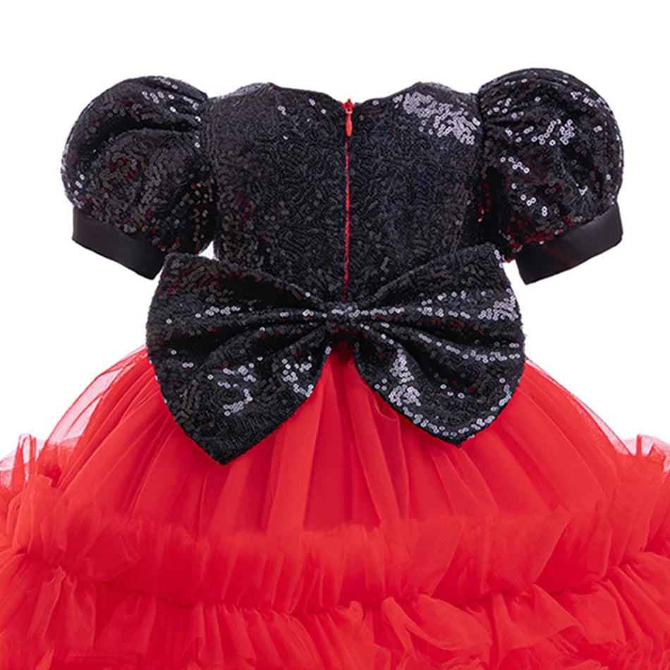 Fantasia Infantil Vermelha Minnie com Paetês