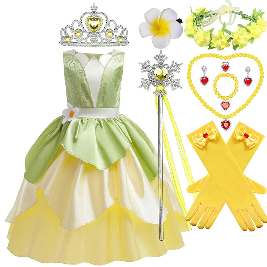 Fantasia Infantil Princesa Verde Encantada – Conjunto Completo