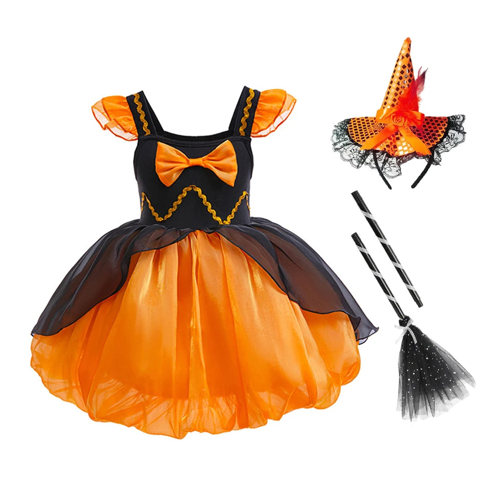 Fantasia Infantil Princesa Abóbora Para Halloween (Vestido + Acessórios)