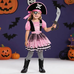 Fantasia Infantil Pirata Rosa Feminina – (Vestido + Acessórios)