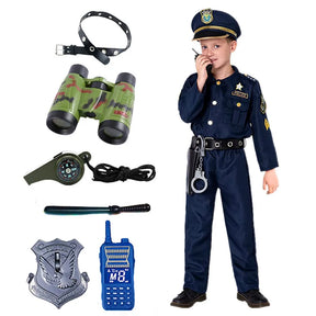 Fantasia Infantil Policial Masculino – (Rádio, Apito, Algema, Distintivo, Binóculos)