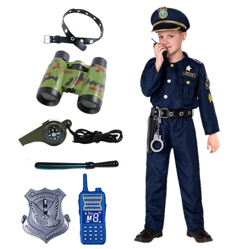 Fantasia Infantil Policial Masculino – (Rádio, Apito, Algema, Distintivo, Binóculos)